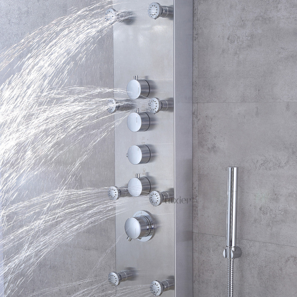 Luxier 61" Shower Panel System With Rainfall Waterfall Shower Head Hand Shower