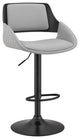 Gray Faux Leather Adjustable Black Swivel Bar Stool
