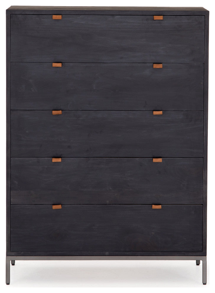 Trey 5 Drawer Dresser-Black Wash Poplar