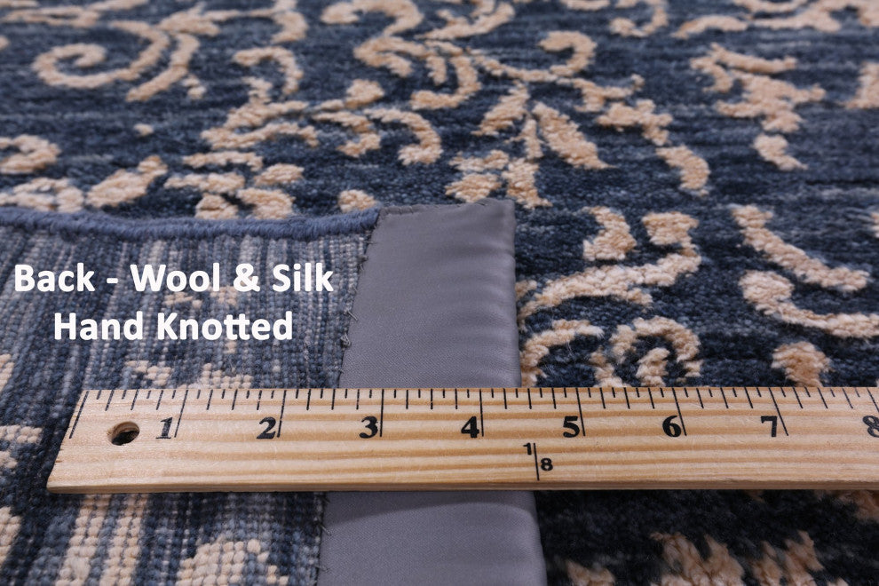 8' 1" X 10' 1" Hand Knotted Wool and Silk Persian Rug Q6252