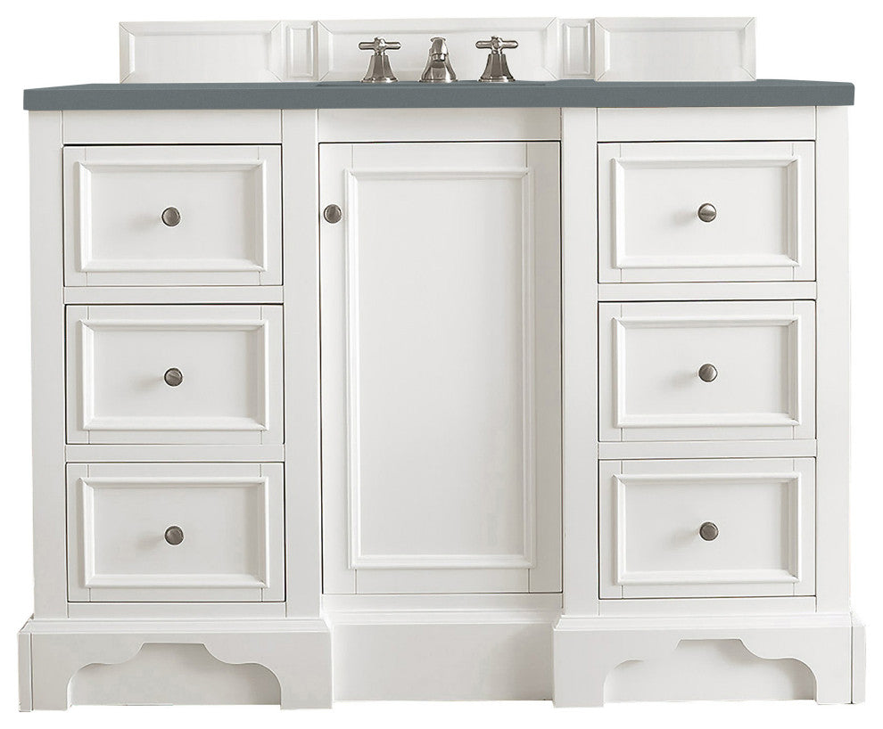 James Martin 825-V48-BW-3CBL De Soto 48" Single Vanity Bright White Quartz Top