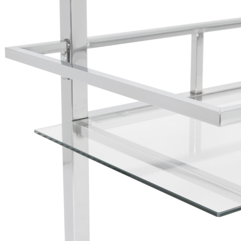 Portico Modern 3-Tier Metal and Glass Bar Unit for Liquor or Wine Storage