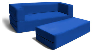Zipline Big Kids Modular Sofa and Ottoman, Blueberry
