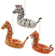 Jungle Animals Zebra Giraffe Tiger Floats Christmas Holiday Ornaments Set of 3