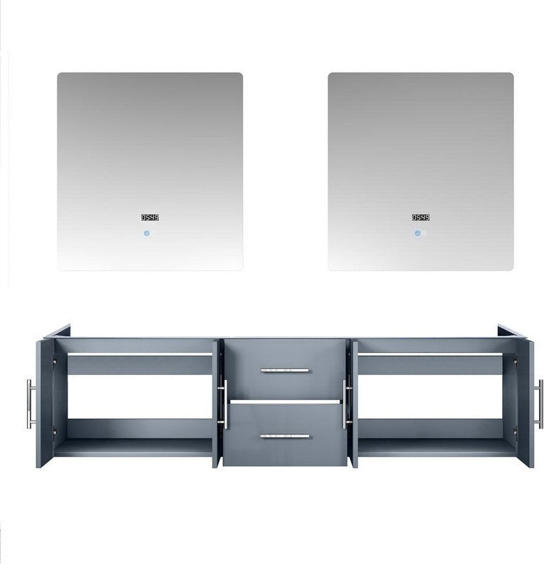 Geneva Transitional Dark Grey 72" Double Vanity with 30" Led Mirror, no Top
