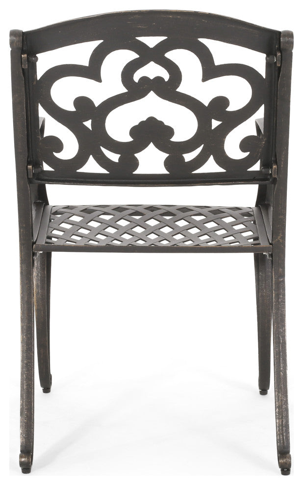 GDF Studio Ariel Outdoor 7 Pc Cast Aluminum Dining Set with Extension Leaf