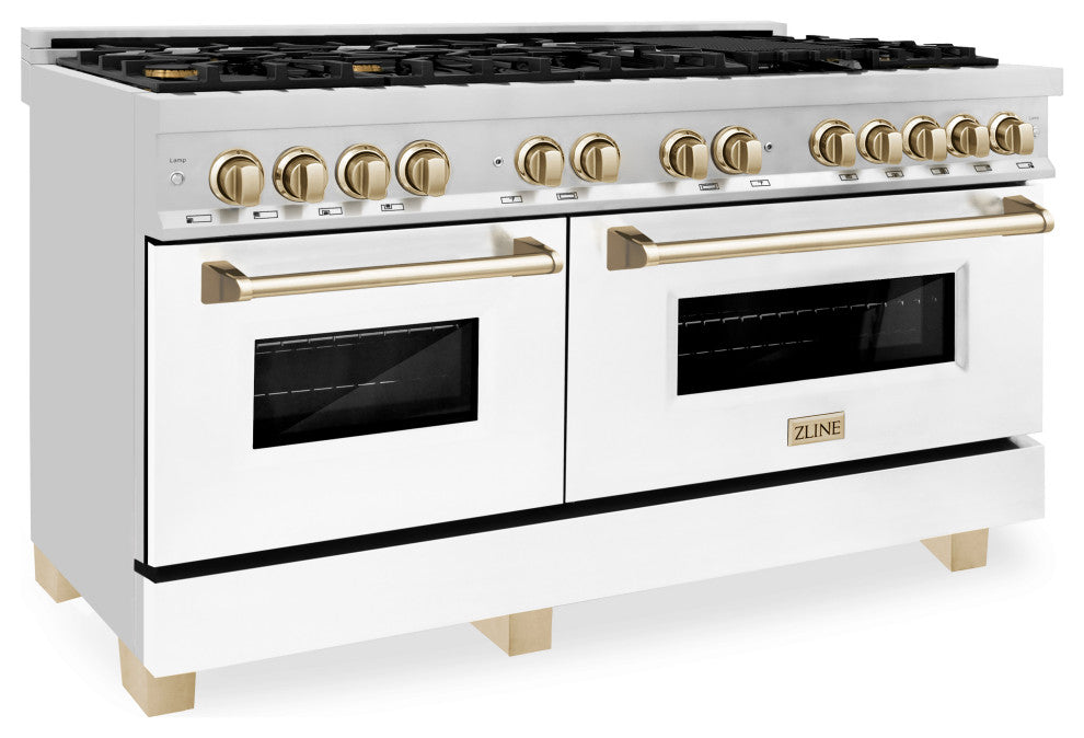 ZLINE 60" Dual Fuel Range, Stainless With White Matte Door RAZ-WM-60-G