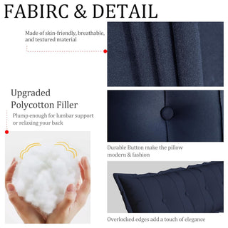 Button Tufted Body Positioning Pillow Headboard Cushion Dark Blue, 54x20x3 Inches