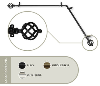 Twist Corner Window Curtain Rod, Black, 120"-170"