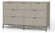 Benzara BM284281 7 Drawer Dresser, Honeycomb Pattern, Mahogany Wood, Taupe Gray