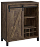 Wood Bar Cabinet with Wine Rack and shelves, Rustic Oak and Black