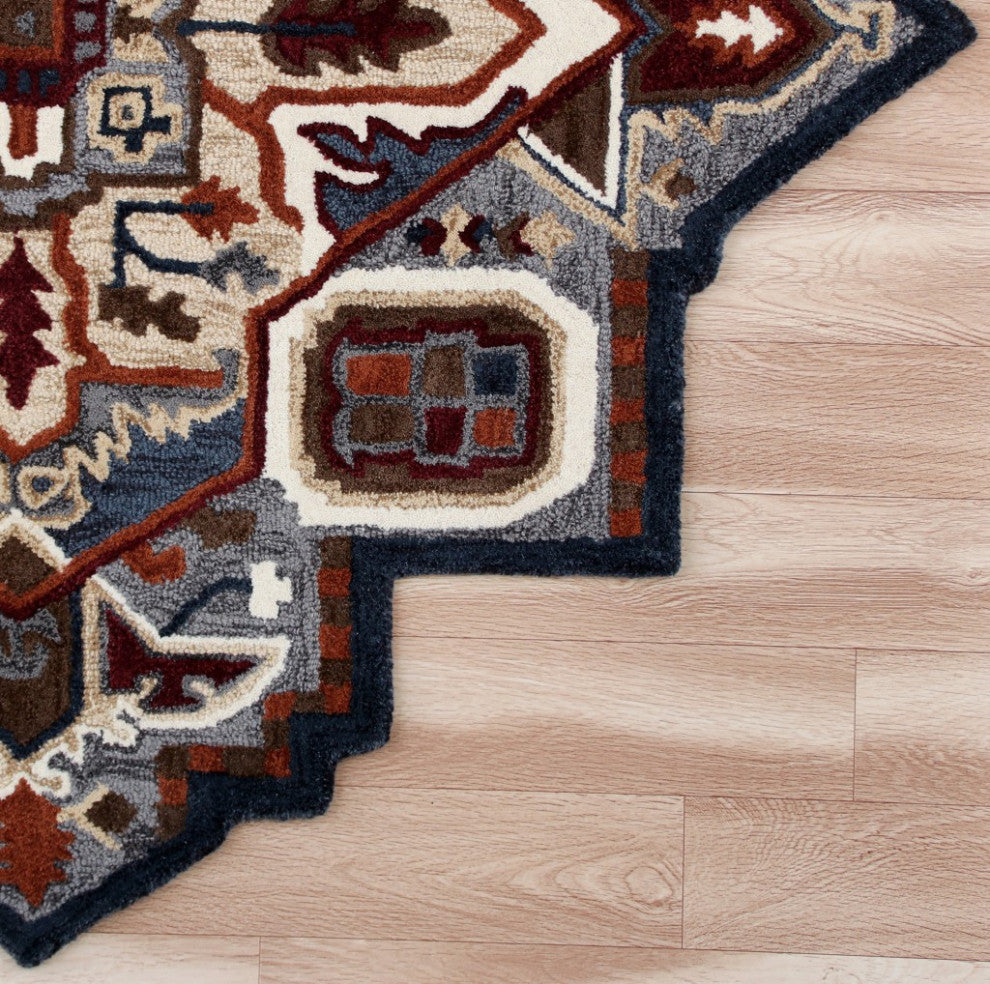 7??Maroon and Gray Medallion Area Rug
