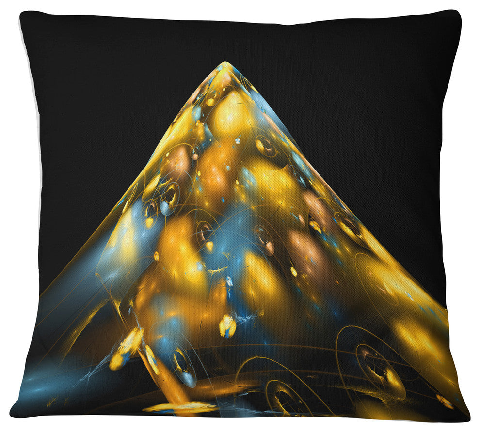 Fractal Golden Blue Structure Contemporary Throw Pillow, 18"x18"