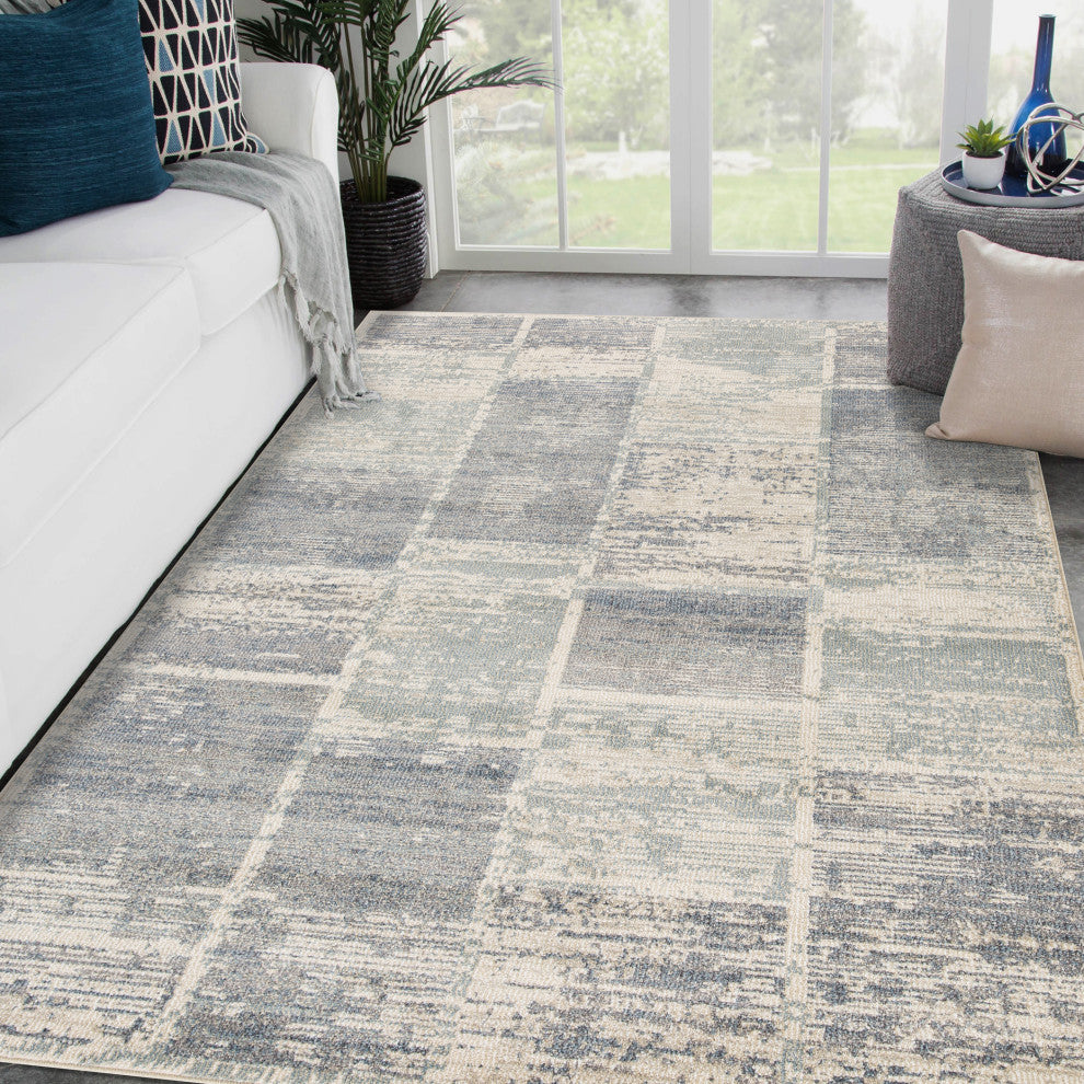 Jordan Aly Area Rug, Blue, 5'3" x 7'6", Geometric