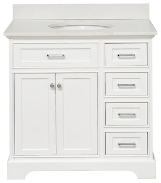 Aria 36" Bathroom Vanity, White, Quartz