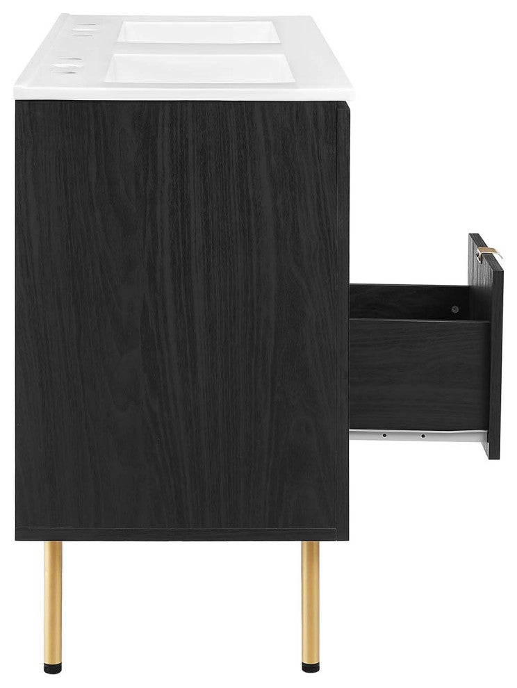 Chaucer 48" Double Sink Bathroom Vanity - Black White