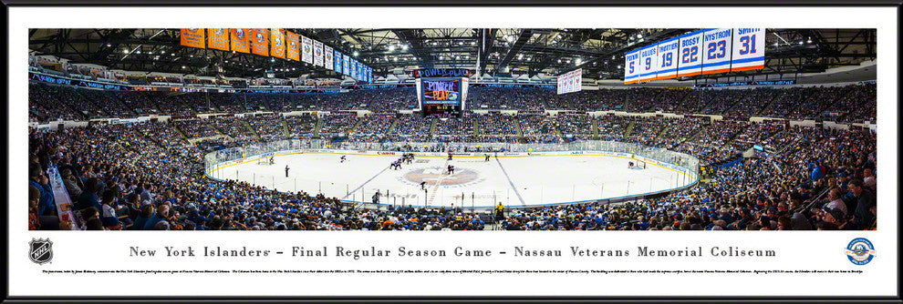 New York Islanders, Center Line, Standard Frame Panoramic Poster Print