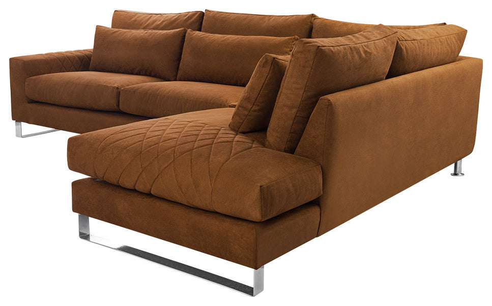 KAIA Sectional Sofa, Copper Brown, Right