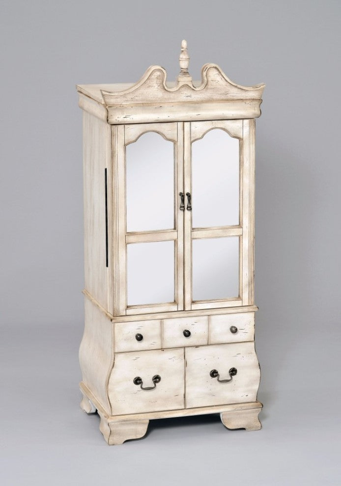 Commodious Jewelry Armoire, Antique White