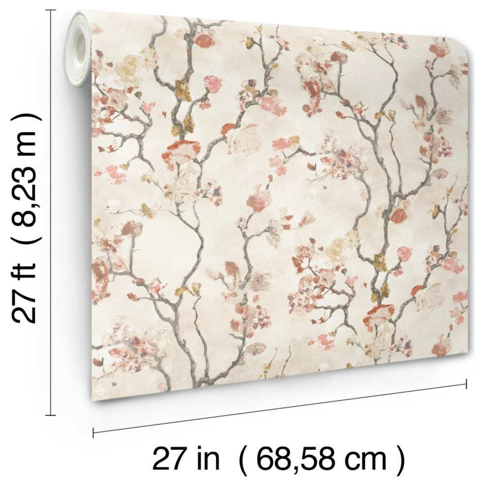 Avril Chinoiserie Coral Wallpaper