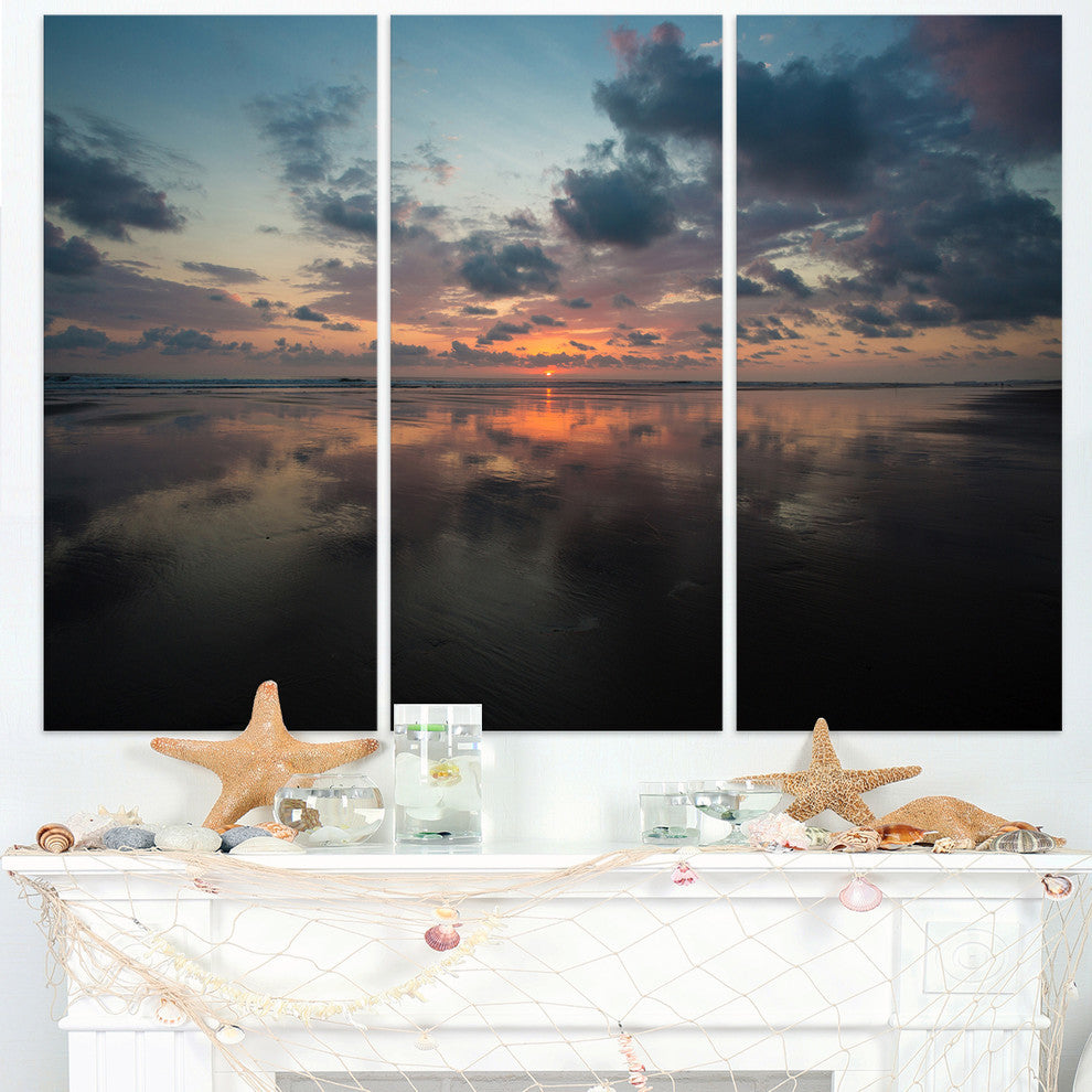 "Matapalo in Costa Rica Beach Sunset" Metal Wall Art, 3 Panels, 36"x28"