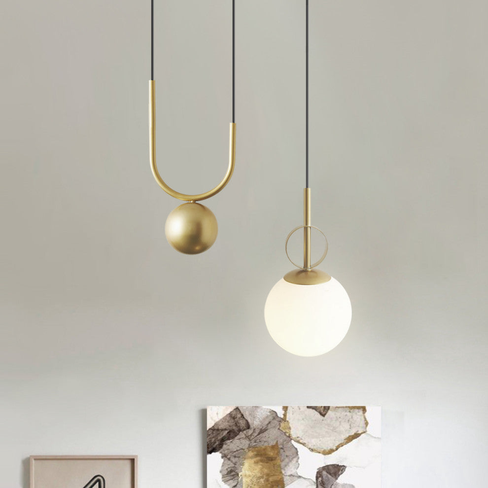 1 Light Modern Lifting Glass Globe Pendant Light