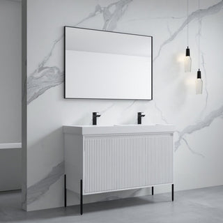 Flutie 48" Bathroom Vanity Set, White, Double Resin White Sink