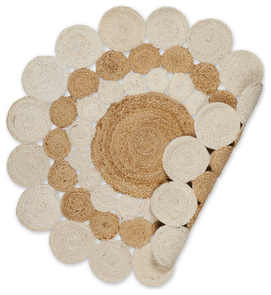 White And Natural Jute Braided Rug 3 Ft Round
