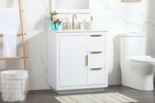 30" Single Bathroom Vanity, White, With Backsplash
