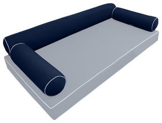 Style 6 Twin-XL Contrast Pipe Trim Bolster Pillow Outdoor Slip Cover ONLY AD101