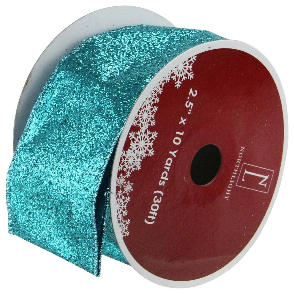 Shimmering Teal Solid Wired Christmas Craft Ribbon