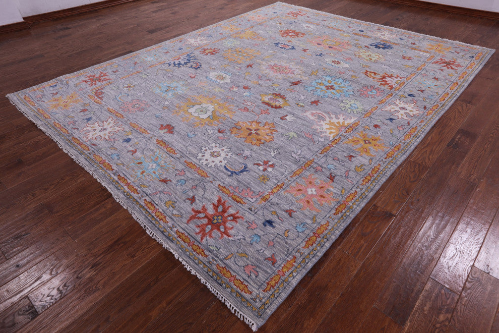 9' 3" X 12' 2" Hand Knotted Turkish Oushak Wool Rug - Q13391