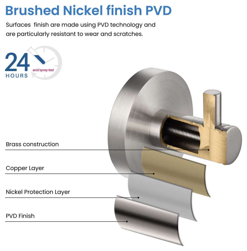 Circular Bathroom Towel & Robe Hook 3 Count, Brushed Nickel