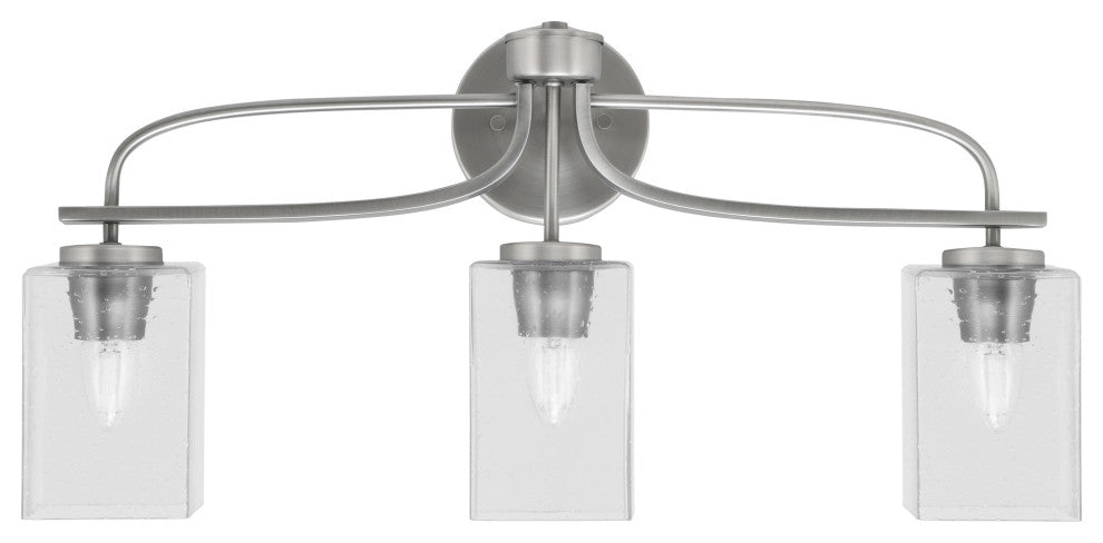 Cavella 3 Light Bath Bar, Graphite Finish, 4" Square Clear Bubble Glass
