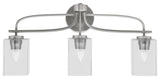 Cavella 3 Light Bath Bar, Graphite Finish, 4" Square Clear Bubble Glass