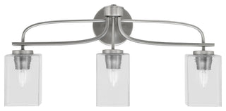 Cavella 3 Light Bath Bar, Graphite Finish, 4" Square Clear Bubble Glass