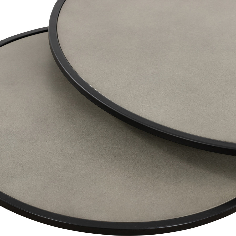 Rina Concrete and Black Metal 2-Piece Nesting Coffee Table Set