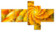 Rotating Yellow Fractal Flower, Floral Canvas Art Print, 60"x32", 5 panels