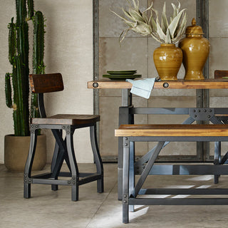 INK+IVY Lancaster Industrial Dining Table, Amber, Counter/Bar Stool