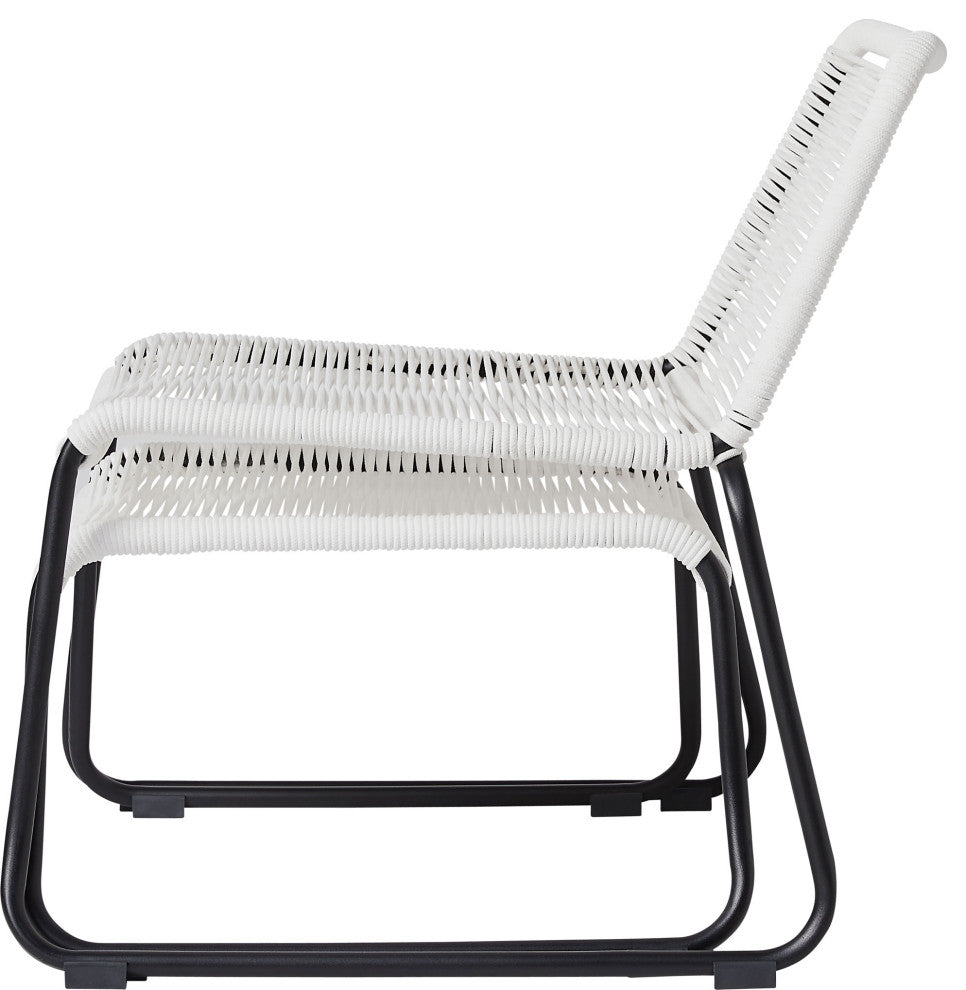 2-Piece Barclay Stacking Lounge Chair and Ottoman Set, White Cord