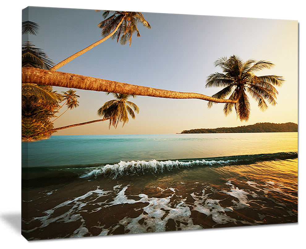 "Andaman Sea Large Coconut Palms" Seashore Canvas Print, 20"x12"