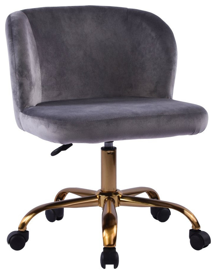 Rylee Swivel Vanity Chair with 360 Degree Rotation, Dark Grey