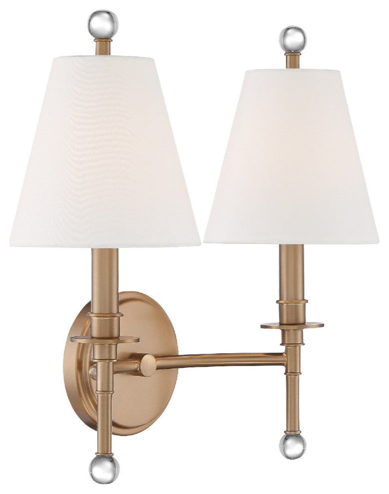 Riverdale 2 Light Wall Mount in Aged Brass