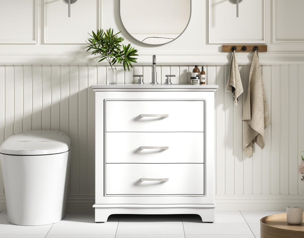Home Living Knox 30" Single Bathroom Vanity, White