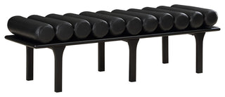 Landon Faux Leather Bench, Black, Black Finish