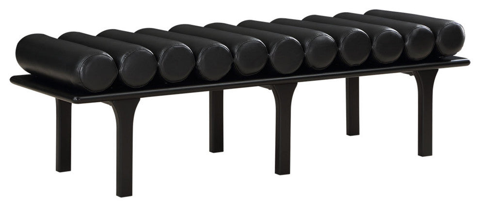Landon Faux Leather Bench, Black, Black Finish