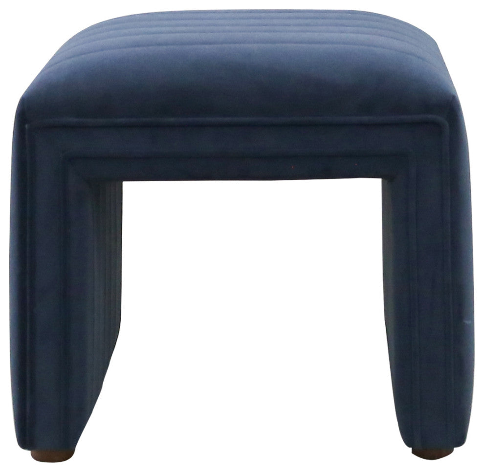Soft Sapphire Navy Ottoman, Channeled