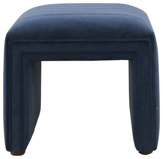 Soft Sapphire Navy Ottoman, Channeled