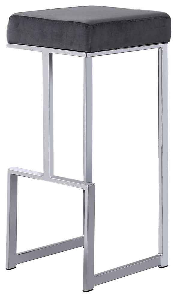 Jakob Backless 31" Bar Stool, Stainless Steel, Set of 2, Velvet Gray