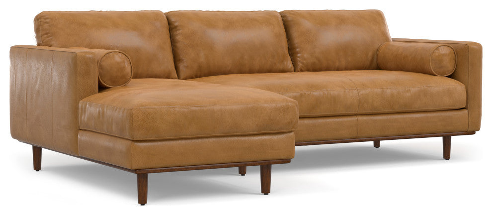 Morrison Mid Century Left Sectional Wide Sofa Tightly Woven Performance Fabric, Sienna